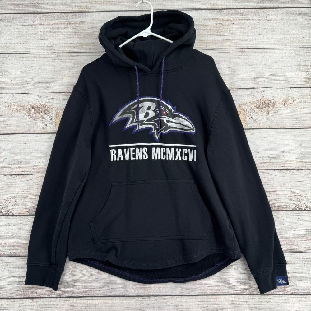NFL Team Apparel Baltimore Ravens 1996 MCMXCVI‎ Hoodie Mens Medium Black